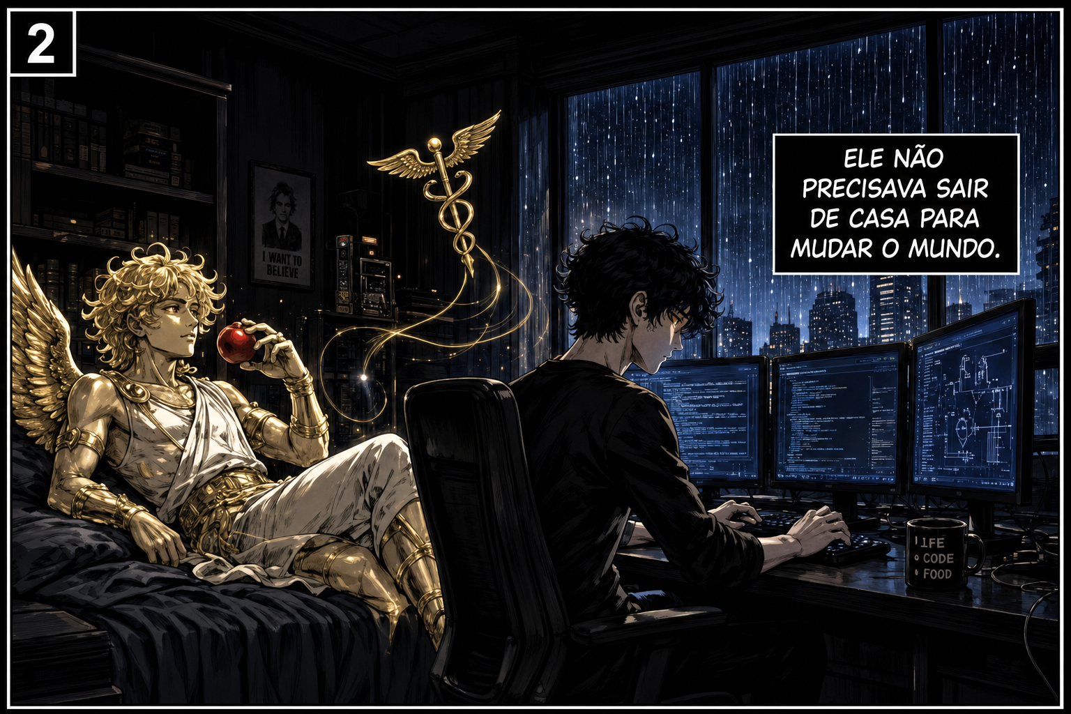 Personagem em ambiente futurista