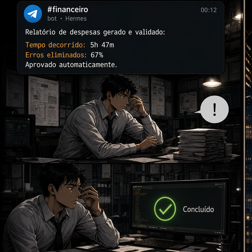 Tela de Telegram com resumo e tarefas